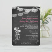 ウェディング マーソン・ジャー、レース・バンティング |黒板3 招待状 (スタンド正面)
