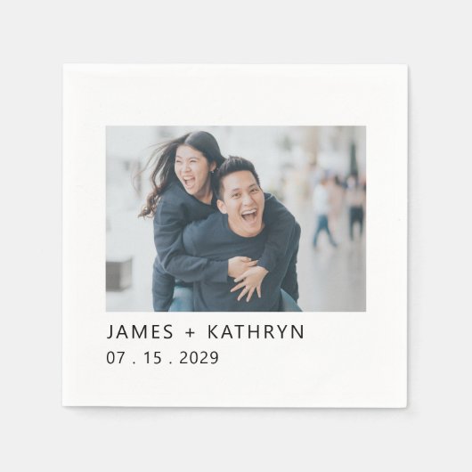 ウェディング ミニマル フォト シンプル エレガント モダン スタンダードカクテルナプキン (正面)