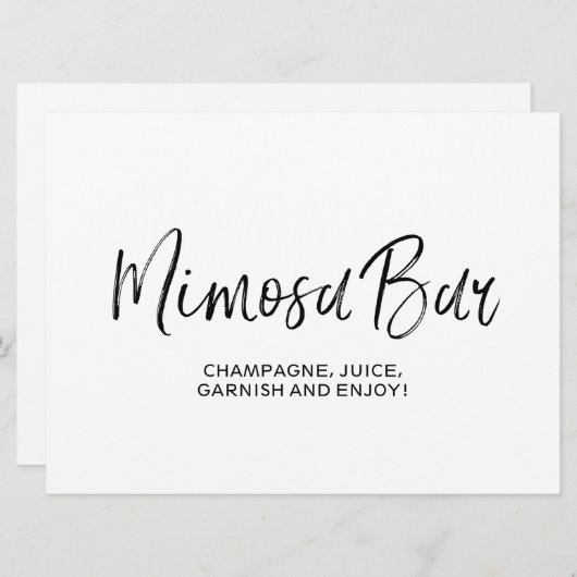 ウェディング 「ミモザバー」 おしゃれな文字の看板 招待状 (正面/裏面)