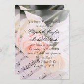 ウェディング　ミュージック　ライトピンク　ローズ　ウェディング　招待状 招待状 (正面/裏面)