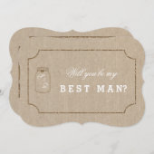 ウェディング メイソンジャー リネン キャンバス ベストマン ご招待 招待状 (正面/裏面)