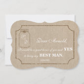 ウェディング メイソンジャー リネン キャンバス ベストマン ご招待 招待状 (裏面)
