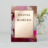 ウェディング | メタリックフューシャパール ブラシ ストローク 箔招待状 (立ち正面)