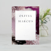 ウェディング | メタリック カシス プラム ブラシ ストローク 箔招待状 (立ち正面)