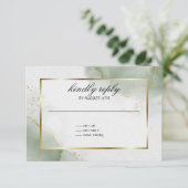 ウェディング メニュー カード ミューテッド セージ ゴールド マーブル (スタンド正面)