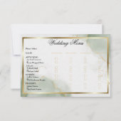 ウェディング メニュー カード ミューテッド セージ ゴールド マーブル (裏面)