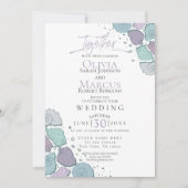 ウェディング | モダンな貝殻 紫 青みがかった淡い色 招待状 (正面)