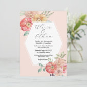 ウェディング モダン フラワー おしゃれな 水彩画の花 招待状 (スタンド正面)