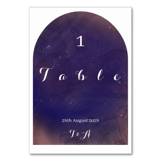 ウェディング モダン ボーホー アーチ パープル テーブルナンバー (正面)