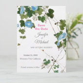 ウェディング モダン ミニマリスト シンプル カリグラフィー フローラル セーブザデート (スタンド正面)