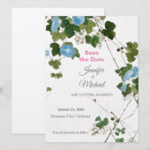 ウェディング モダン ミニマリスト シンプル カリグラフィー フローラル セーブザデート (正面/裏面)