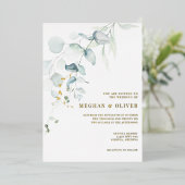 ウェディング | ユーカリモダンエレガントー植栽 箔招待状 (立ち正面)