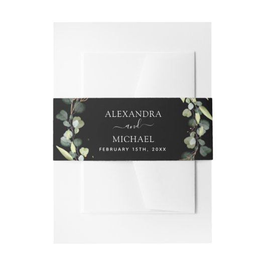 ウェディング ユーカリ グリーン 多肉植物 エレガント シック 招待状ベリーバンド (正面例)