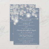 ウェディング ライト ジャー グリッター グレー スモーキー ブルー 招待状 (正面/裏面)