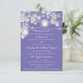 ウェディング ライト ジャー グリッター グレー パープル バイオレット 招待状 (スタンド正面)