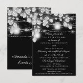 ウェディング ライト ジャー グリッター グレー ブラック ホワイト 招待状 (正面/裏面)