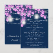 ウェディング ライト ジャー グリッター ピンク ブルー ネイビー 招待状 (正面/裏面)