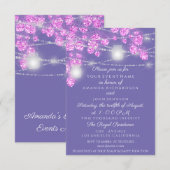 ウェディング ライト ジャー ラスティック グリッター パープル ピンク 招待状 (正面/裏面)