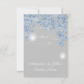 ウェディング ライト ジャー ラスティック グリッター ブルー グレー 招待状 (裏面)