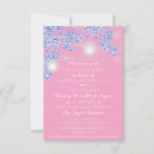 ウェディング ライト ジャー ラスティック グリッター ブルー スパーク ピンク 招待状 (正面)