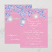 ウェディング ライト ジャー ラスティック グリッター ブルー スパーク ピンク 招待状 (正面/裏面)