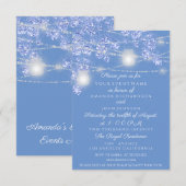 ウェディング ライト ジャー ラスティック グリッター ブルー スパーク 招待状 (正面/裏面)