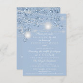 ウェディング ライト ジャー ラスティック グリッター ブルー パステル 招待状 (正面/裏面)