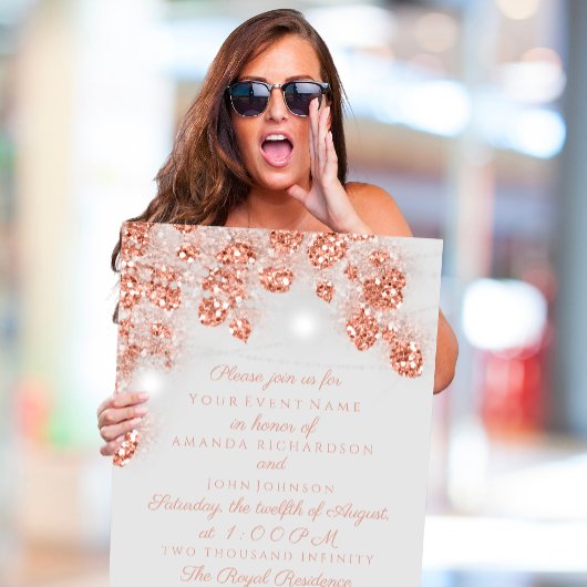 ウェディング ライト ジャー ラスティック ローズゴールド ブラッシュ グレー 招待状