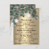 ウェディング ライト ラスティック グリーン ドレス ダイヤモンド ゴールド 招待状 (正面/裏面)