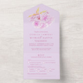 ウェディング ライラックの花 水彩写真 ご飯 RSVP オールインワン招待状 (内側)