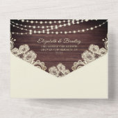 ウェディング ラスティック ウッド ストリング ライト アイボリー ライス オールインワン招待状 (裏面)