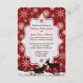 ウェディング | ラスティック レッド バルーン | 雪の結晶 | 鹿 出欠カード