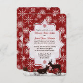 ウェディング | ラスティック レッド バルーン | 雪の結晶 | 鹿 出欠カード (正面/裏面)