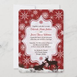 ウェディング | ラスティック レッド バルーン | 雪の結晶 | 鹿 出欠カード