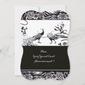 ウェディング ラブ バード スクエア モノグラム 黒、白 招待状 (裏面)