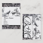 ウェディング ラブ バード モノグラム , 黒と白 名刺 (正面/裏面)