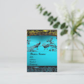 ウェディング ラブ バード , 黒白, 青アクアマリン 名刺 (スタンド正面)