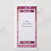 ウェディング ラブ ピンク ホワイト パール ピーコック モノグラム 招待状 (裏面)