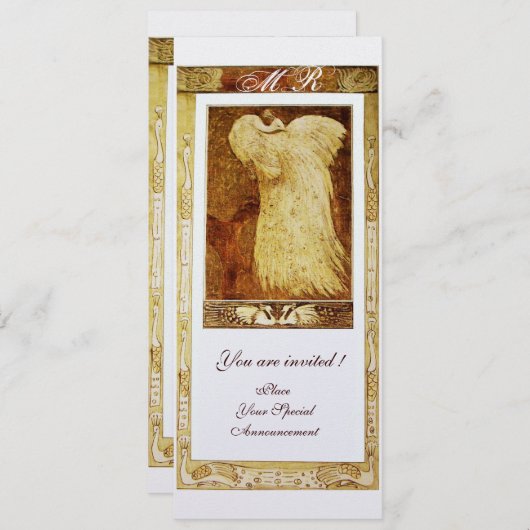 ウェディング ラブ ピーコック モノグラム ホワイトパール 招待状 (正面/裏面)