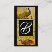 ウェディング ラブ ピーコック モノグラム 黄色 黒 紙 名刺 (裏面)