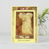 ウェディング ラブ ペアショック モノグラム , ブラウン  イエロー 招待状 (スタンド正面)