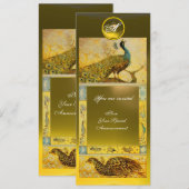 ウェディング ラブ ペコック モノグラム, ブラウン イエロー トパーズ 招待状 (正面/裏面)