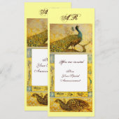 ウェディング ラブ ペコック モノグラム、茶色 白色 黄色 招待状 (正面/裏面)