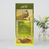 ウェディング ラブ ペコック モノグラム、茶色 白 黄色 招待状 (スタンド正面)