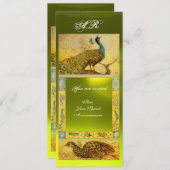 ウェディング ラブ ペコック モノグラム、茶色 白 黄色 招待状 (正面/裏面)