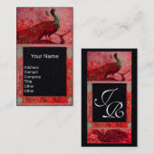 ウェディング ラブ 孔雀 モノグラム 赤 黒 紙 名刺 (正面/裏面)