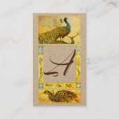 ウェディング ラブ 孔雀 モノグラム 黄色 クラフト紙 名刺 (裏面)