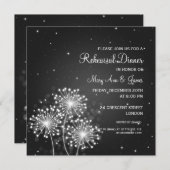 ウェディング リハーサル ディナー サマー スパークル ブラック 招待状 (正面/裏面)