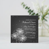 ウェディング リハーサル ディナー サマー スパークル ブラック 招待状 (スタンド正面)