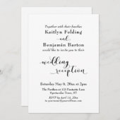 ウェディング レセプション おしゃれ スクリプト モノクロ シンプル 招待状 (正面/裏面)